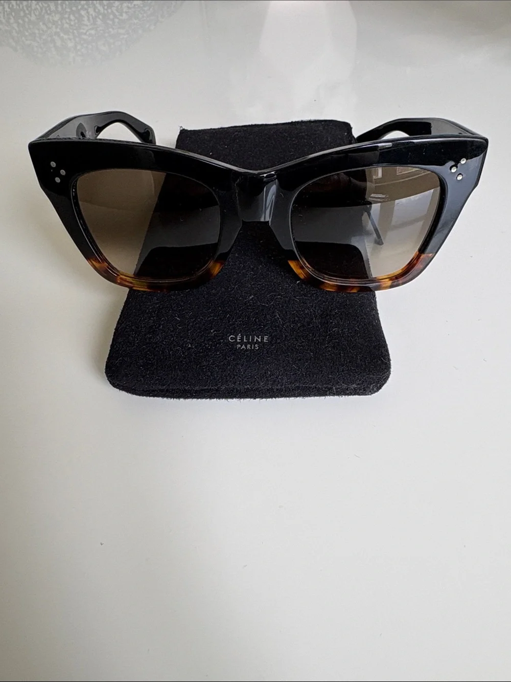 Celine Black to Tortoiseshell Gradient Square Sunglasses